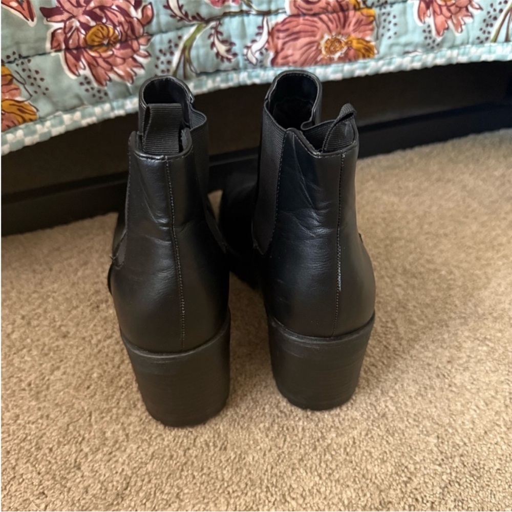 Soda Black Ankle Boots Chunky Heel Rugged Sole - Picture 5 of 6